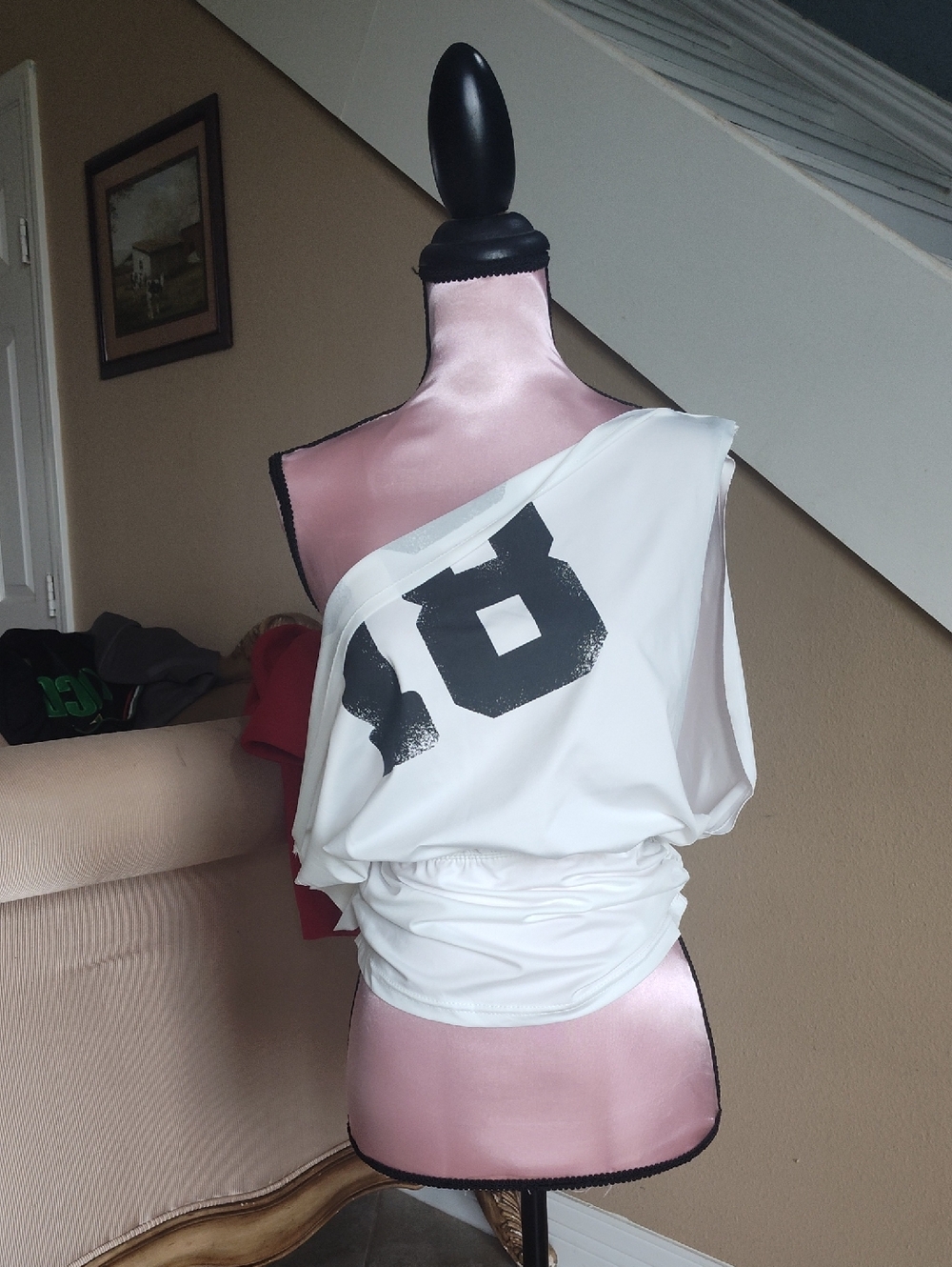 SHEIN White One-Shoulder Graphic Tank